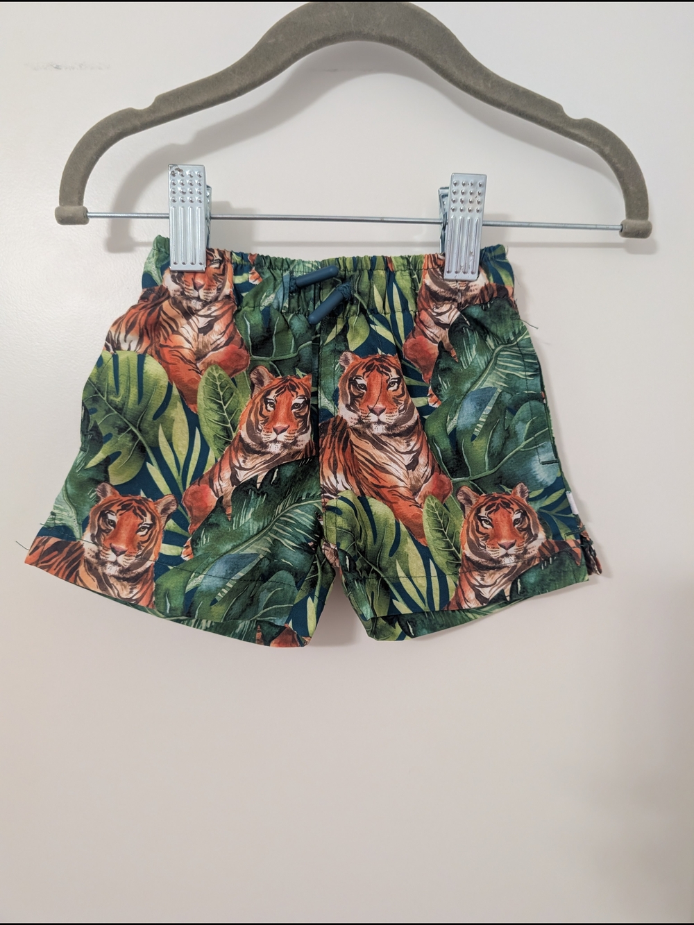 Posh Peanut Green‎ & Orange Tiger Print Swim Trunks Size 0-3m